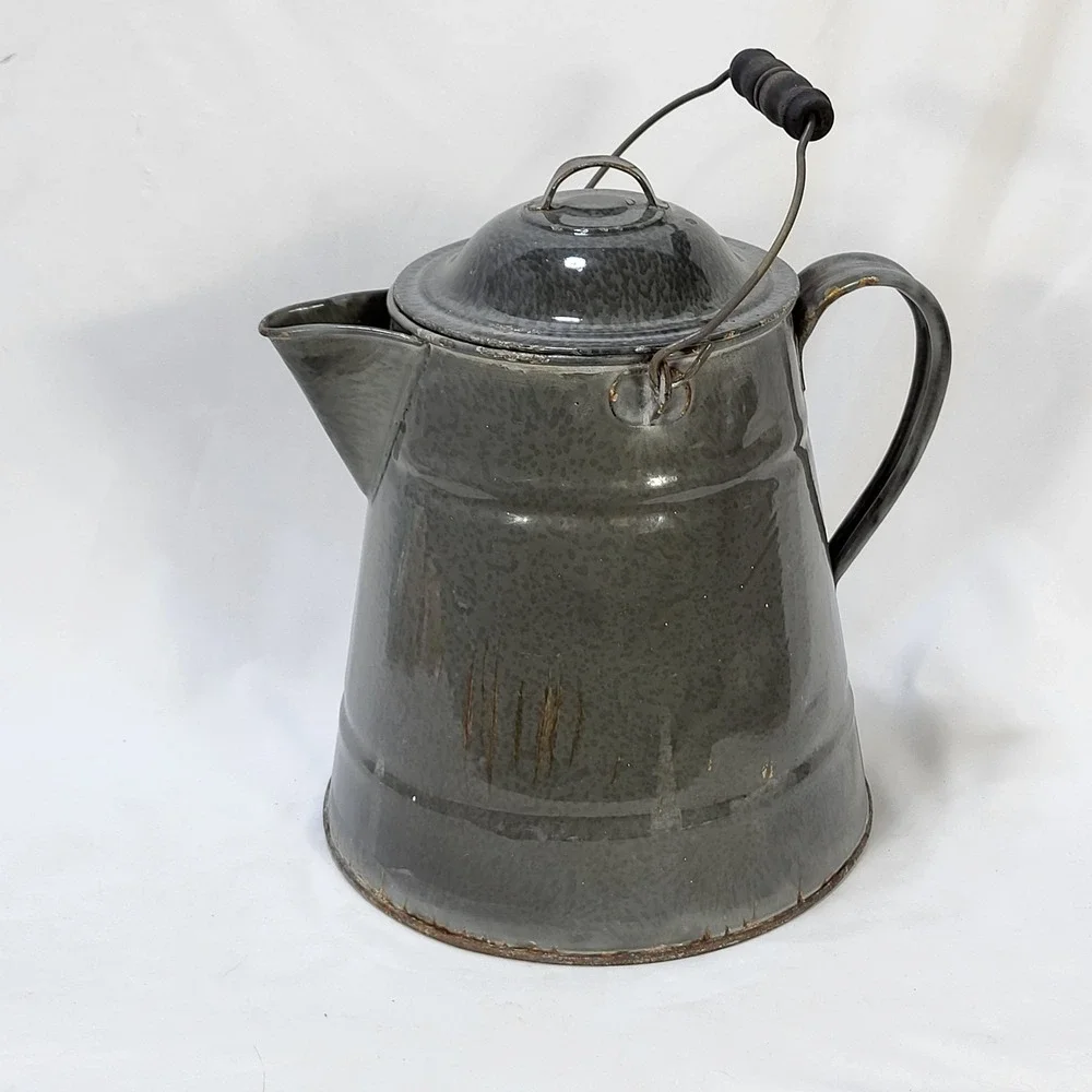 VTG Gray Granite Ware Enamelware Cowboy Camping 11